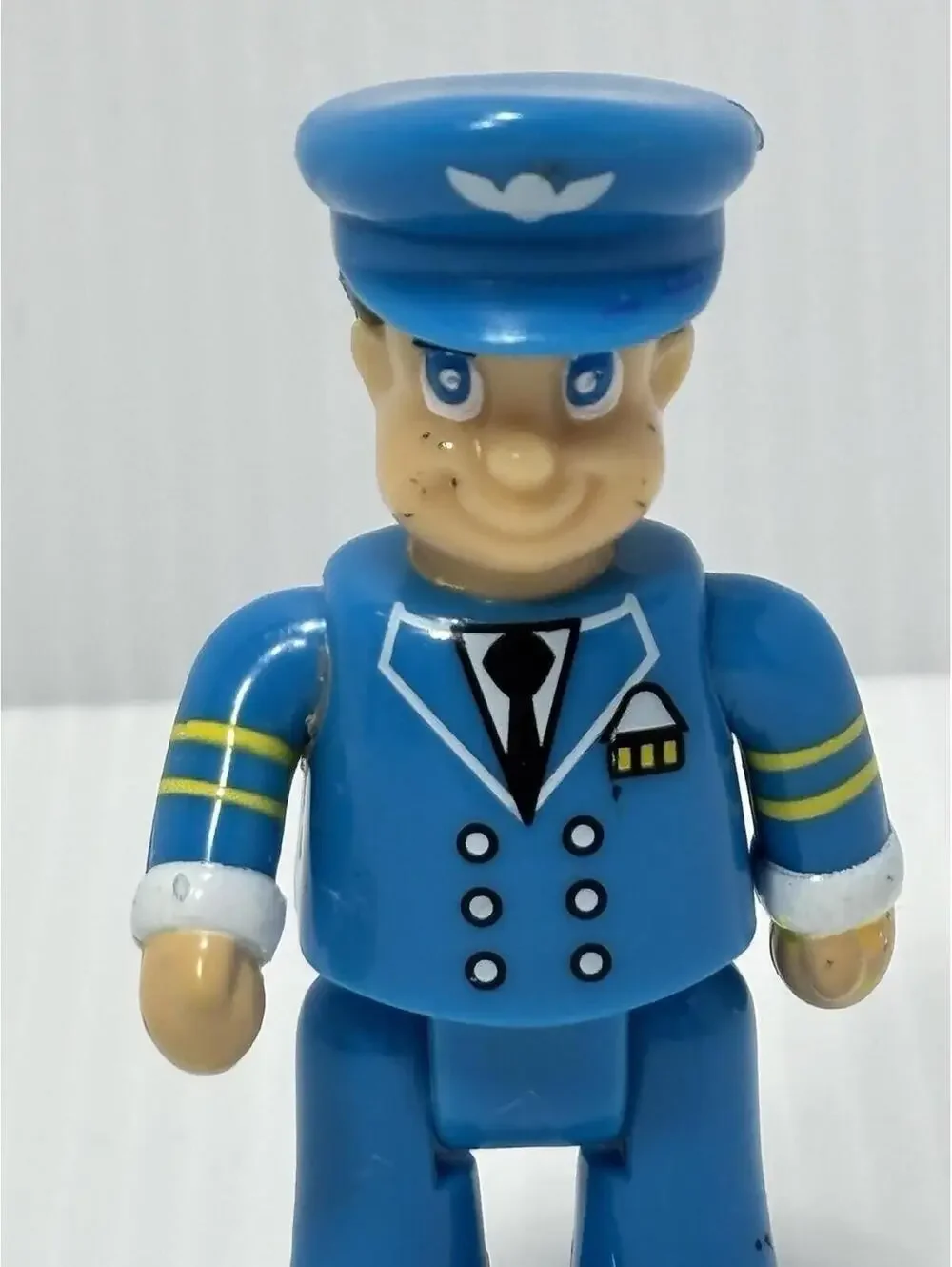 Vintage Playmobil Airline Pilot Figure Blue Uniform Hat Police Officer Toy GUC